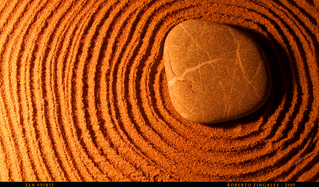 zen garden rock with concentric circles