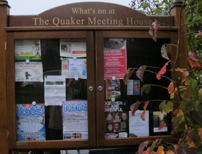 a noticeboard with details of events