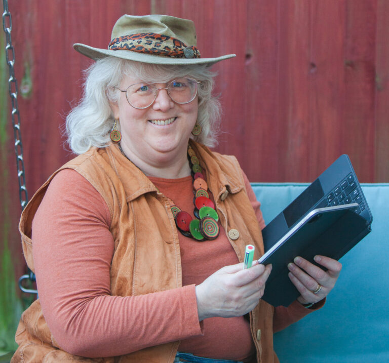 Wendrie sitting outside